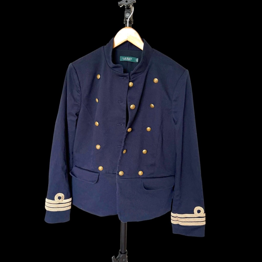 Lauren‎ Ralph Lauren Navy Military Band Jacket Gold Button Crest 14 200768446001